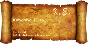 Kabdebo Elek névjegykártya